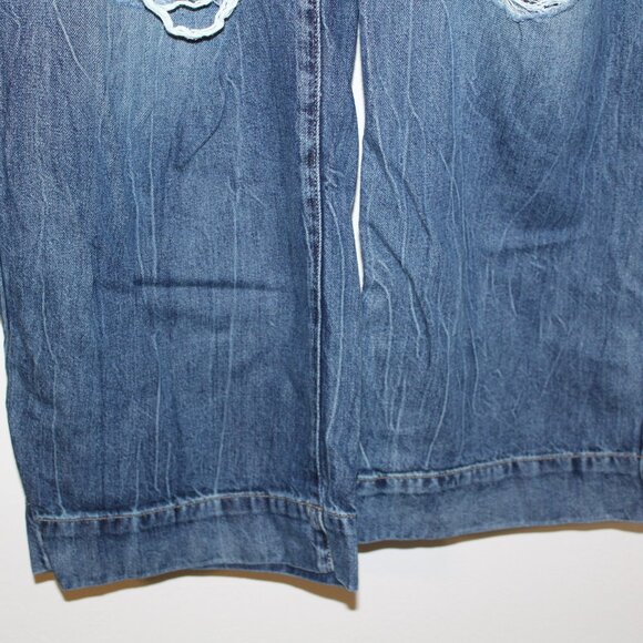 Lane Bryant Women's Pull On Wide Leg Distress Jeans Size 14 - Picture 8 of 9